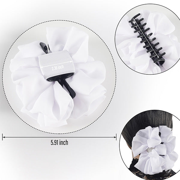 large chiffon claw clip hair bow white forbusite