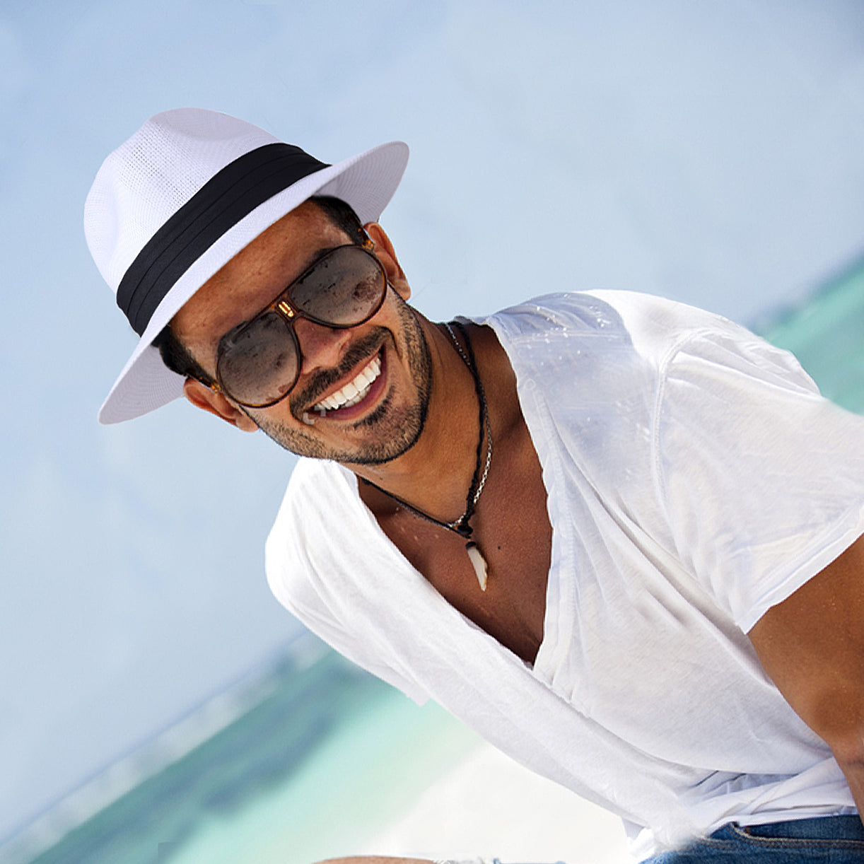 forbusite sun hat straw trilby fedora hat men and women