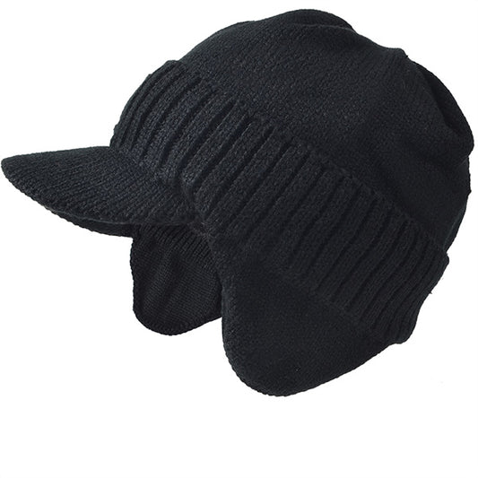 FORBUSITE Winter Beanie with Visor Black