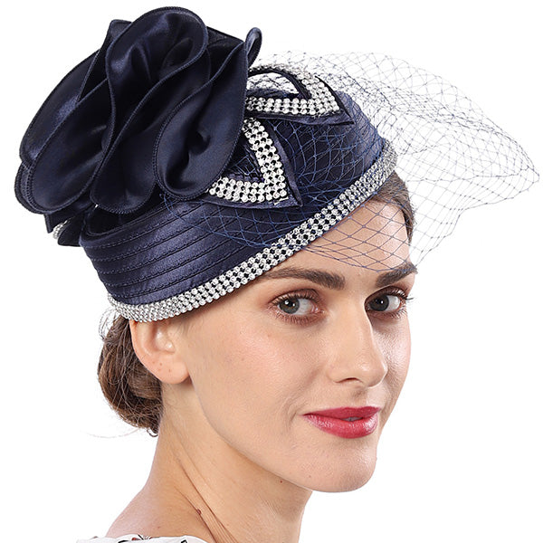 forbusite Fascinators Hats for Women Navy Blue
