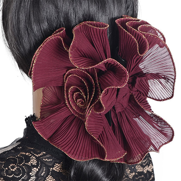 forbusite Women Organza Fabric Pleated Flower Hair Clip