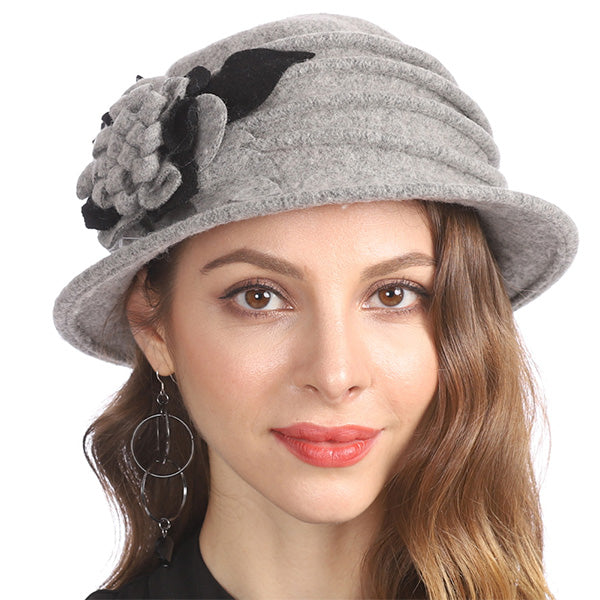 Women Boiled Wool Dress Cloche Winter Hat 1920s