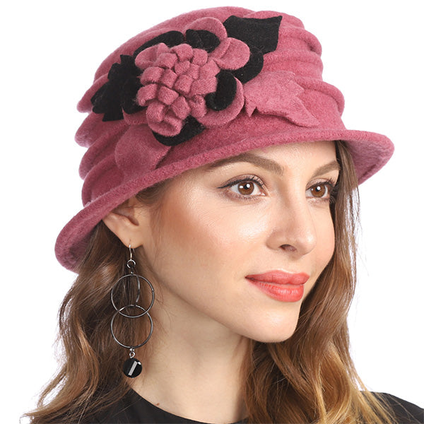 Women Boiled Wool Dress Cloche Winter Hat 1920s