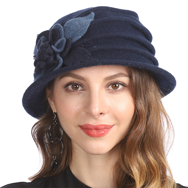 Women Boiled Wool Dress Cloche Winter Hat 1920s