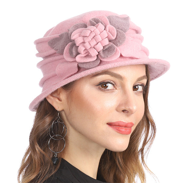 Women Boiled Wool Dress Cloche Winter Hat 1920s