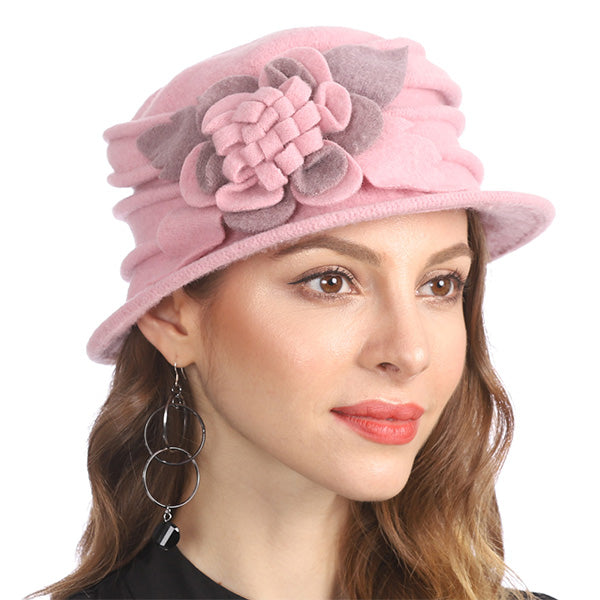 FORBUSITE Vintage Women Floral Wool Dress Cloche Winter Hat 1920s - forbusitehats