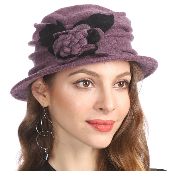 Women Boiled Wool Dress Cloche Winter Hat 1920s