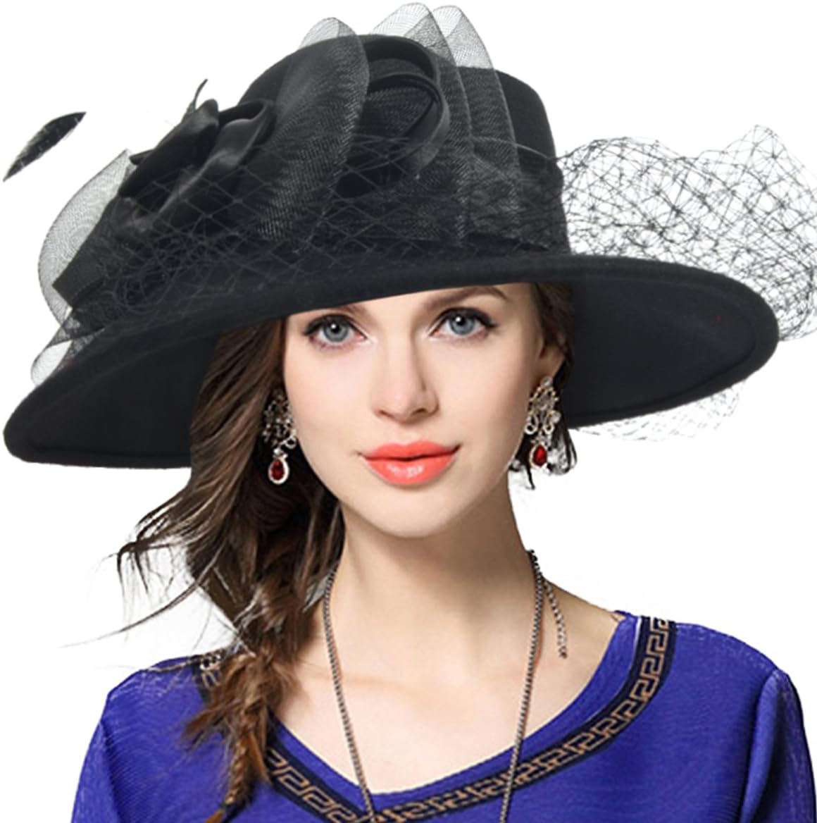 black felt wide brim hat