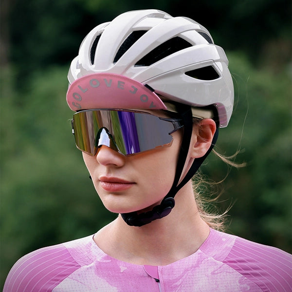 Gender-neutral cycling cap with pink visor, ideal for road biking and sunny weather.