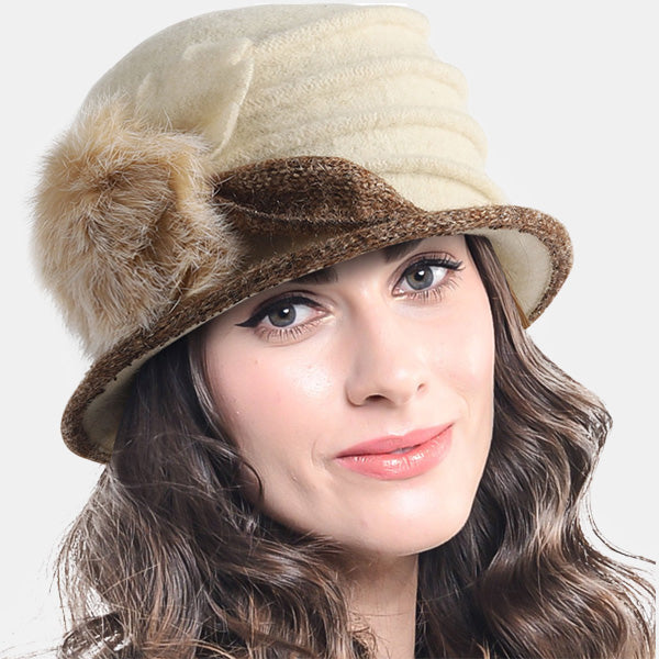 women's winter dress hats ORIDOOR Women Vintage Wool Felt Flowers Bucket Cloche Bowler Hat Church Wedding Dress Fascinator Hat Winter Felt Fedoras (012 Black, One Size) at Amazon Women's Clothing store