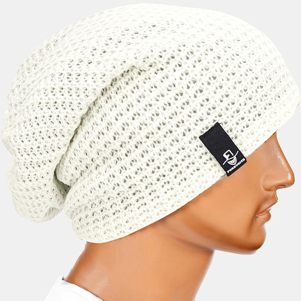 forbusite men slouchy beanie Milky White