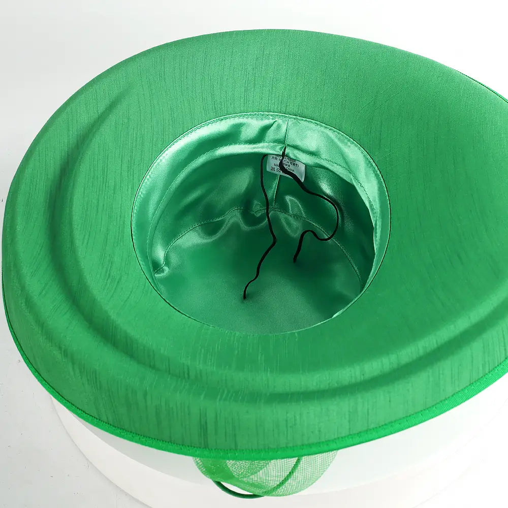Inner lining and adjustable drawstring of green church hat – FORBUSITE