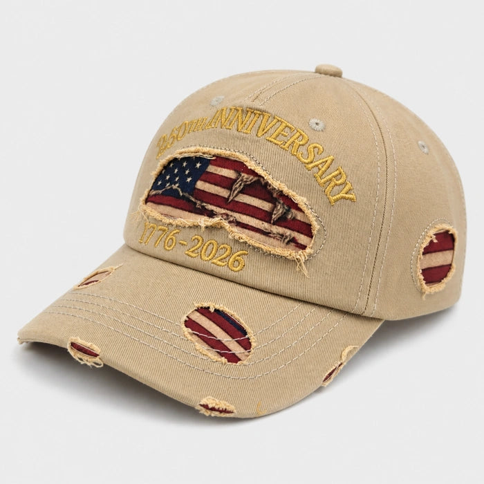 USA 250th Anniversary Baseball Cap - Embroidery Distressed Denim Hat A0812C23