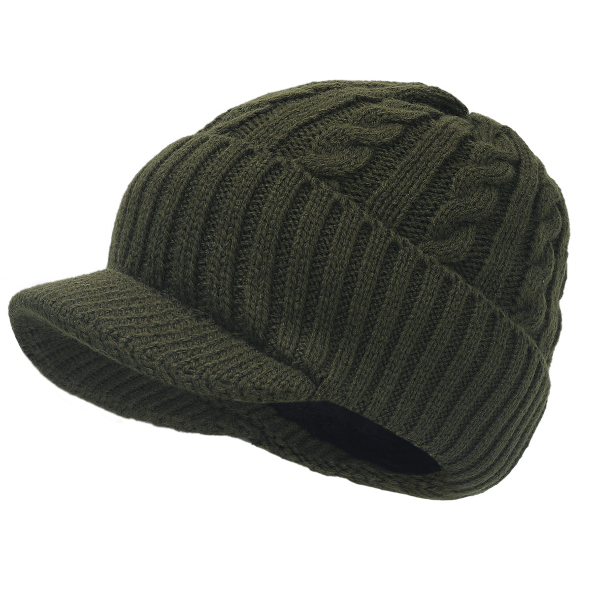 knit visor beanie green