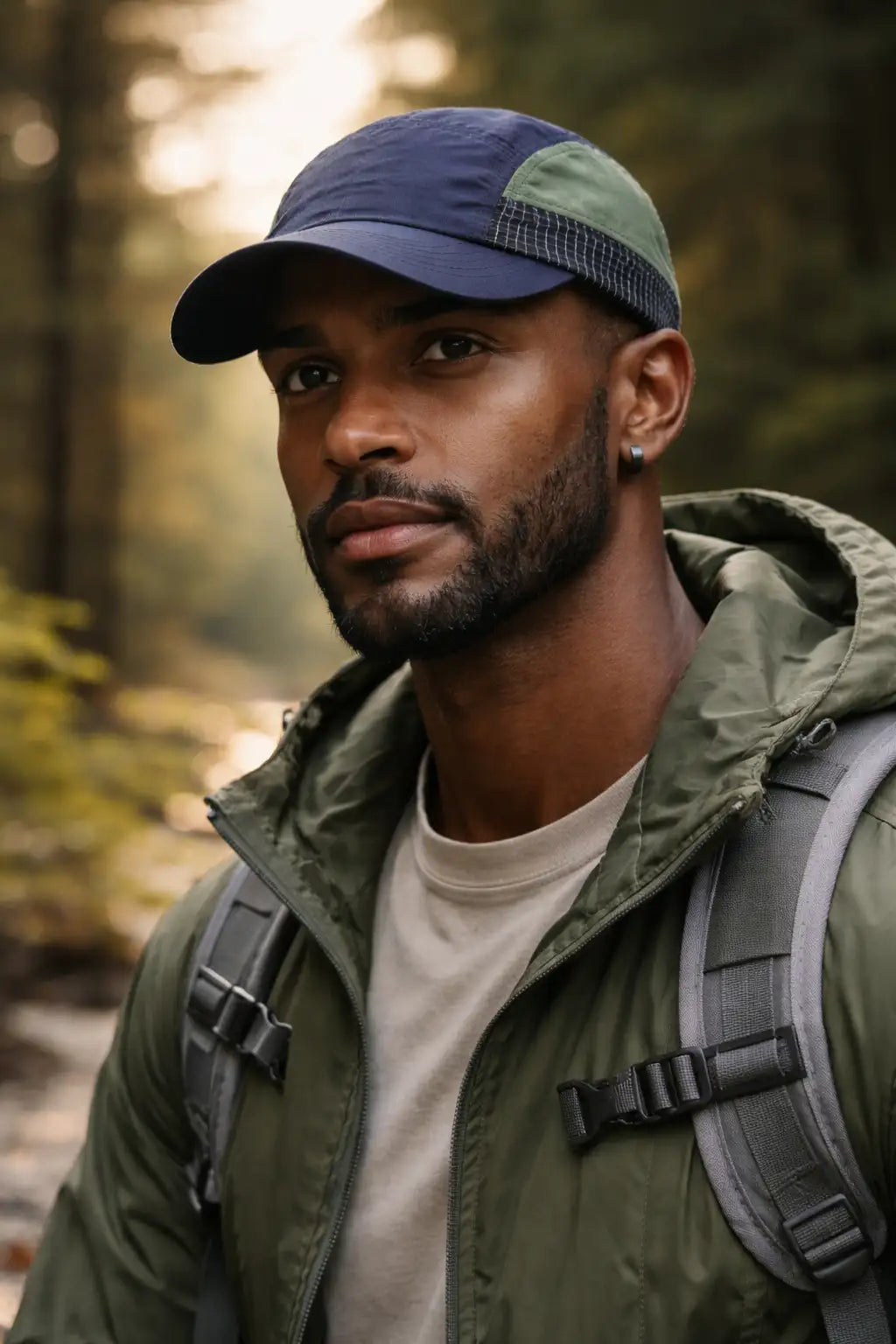 Lightweight blue and green outdoor sport cap offering UV shielding and quick-dry features, perfect for outdoor activities like running, cycling, and hiking.