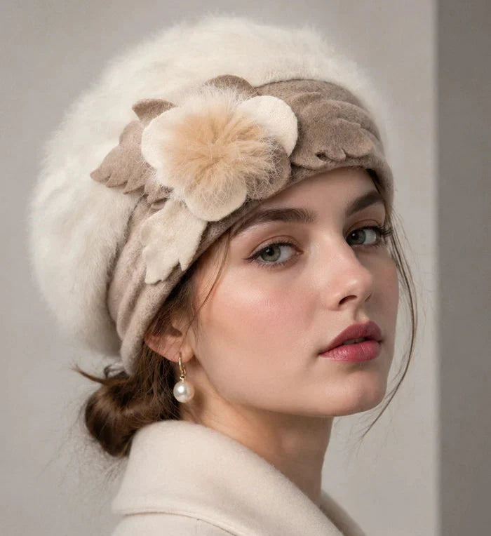 How to Style a Cream Angora Wool Beret for Women