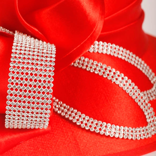 Women Satin Wide Brim Church Hats SD717