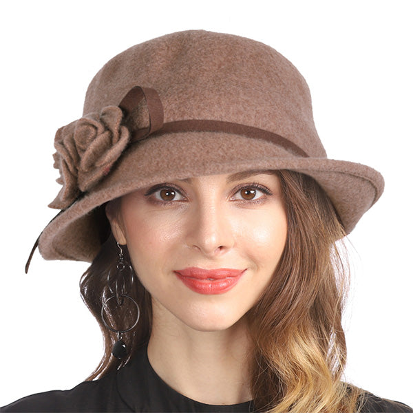 Ladies 100% Wool Felt Hat Wide Brim Derby Church Party Winter Hats - forbusitehats