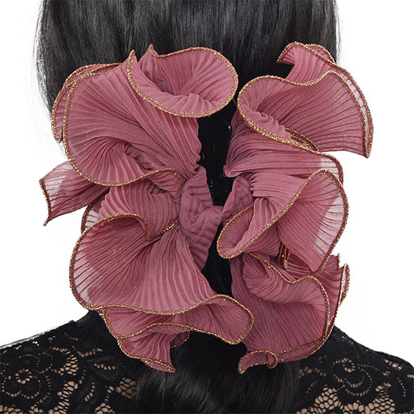 forbusite Women Organza Fabric Pleated Flower Hair Clip