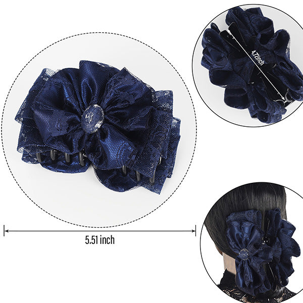 forbusite navy blue satin clips hair claw
