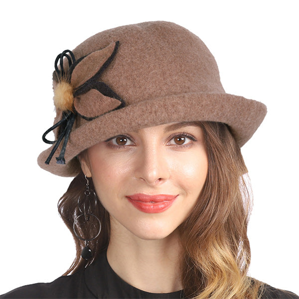 Ladies Wool Bucket Hat Winter 1920s Vintage Cloche Derby Hats