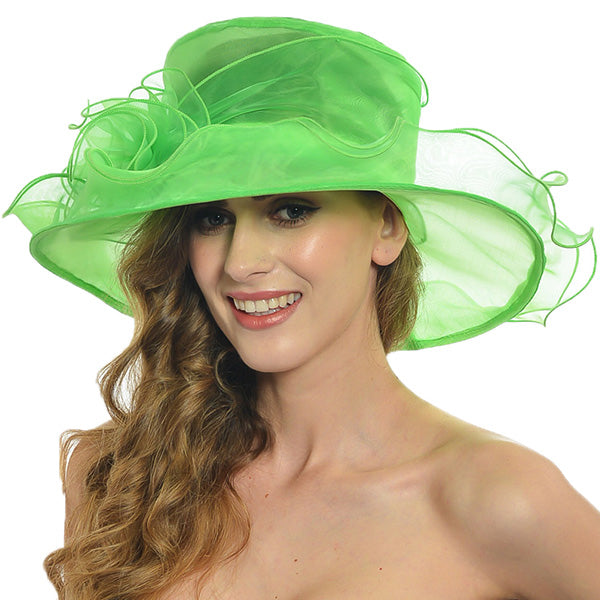 FORBUSITE Ladies Organza Kentucky Derby Hats Green