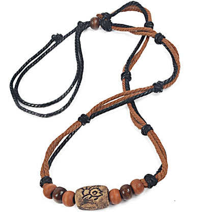 FORBUFSITE hemp braided necklace for men BROWN with black