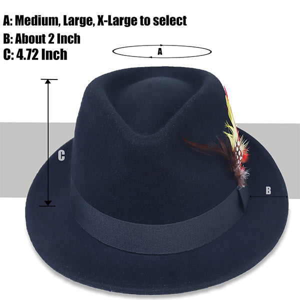 Vintage Wool Felt Fedora Hat with Feather B5031F – forbusitehats
