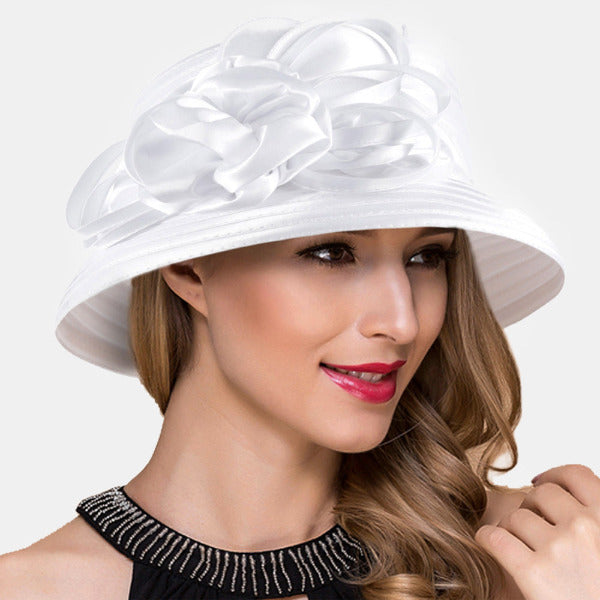 forbusite Satin church bucket hats white