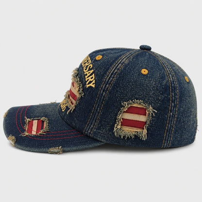 USA 250th Anniversary Baseball Cap - Embroidery‌ Distressed Denim Hat A0812C23
