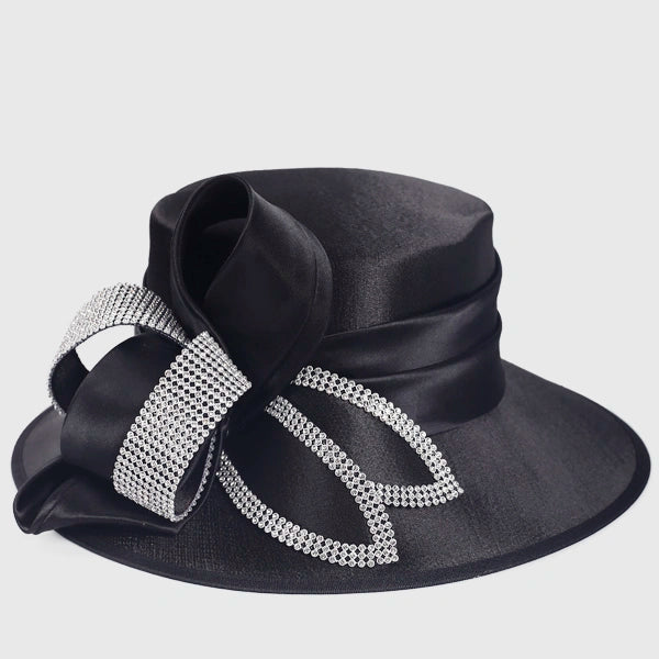Women Satin Wide Brim Church Hats SD717