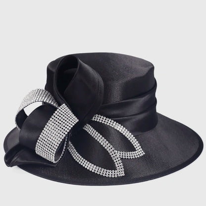 Women Satin Wide Brim Church Hats SD717