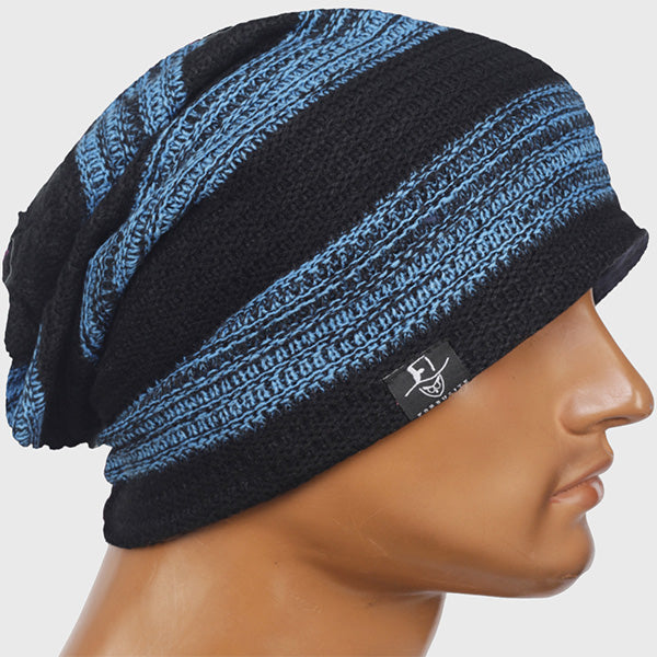 forbusite Slouchy Beanie Bright blue and Black 