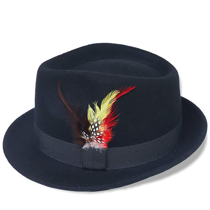 forbusite vintage fedora with feather for men 