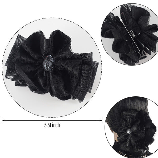 forbusite Satin Lace Large Claw Clips for long hair black