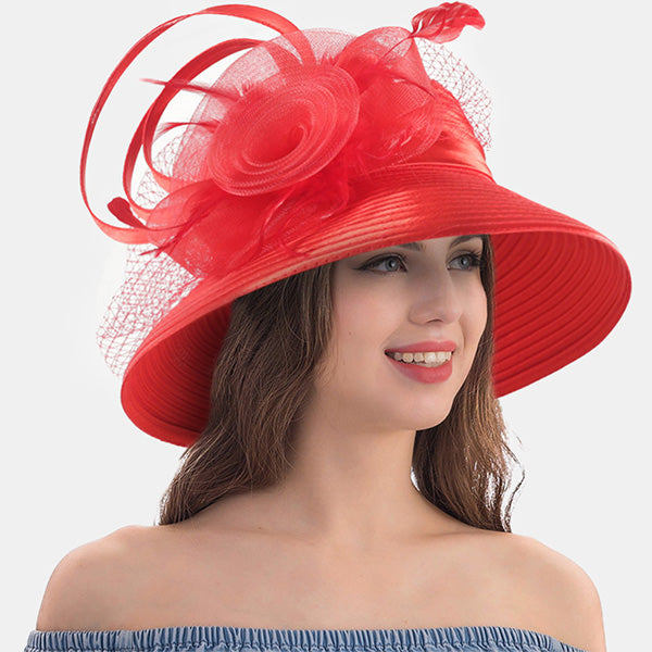 forbusite Women Tea Party Hat red