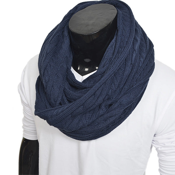 forbusite Mens Cable Knit Infinity Scarf blue