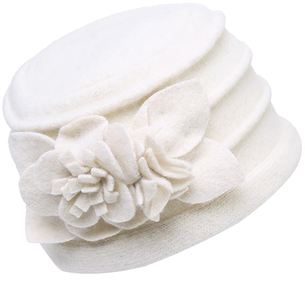forbusite Women Wool Cloche Winter Hat white