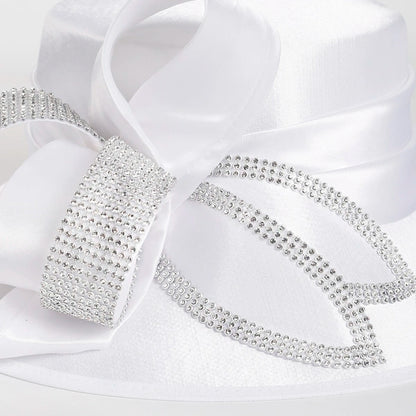 Women Satin Wide Brim Church Hats SD717