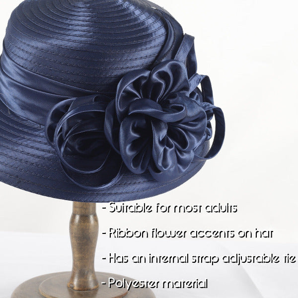 forbusite satin formal hat women navy blue