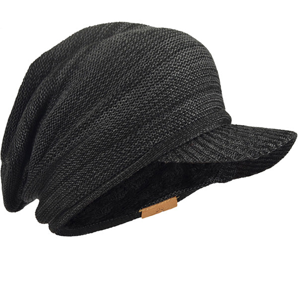 FORBUSITE Men Striped Knit Beanie Visor Hat