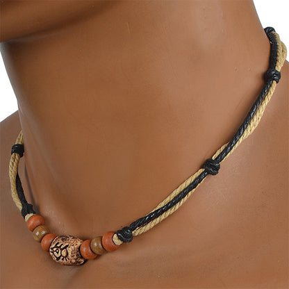 forbusite beach necklace for men black with beige