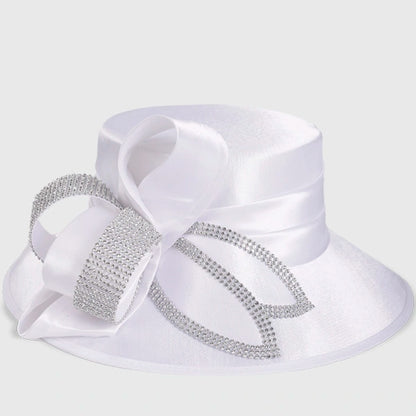 Women Satin Wide Brim Church Hats SD717