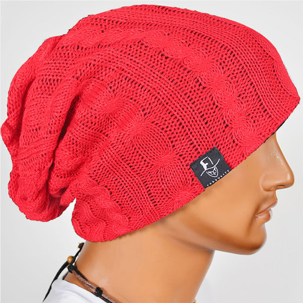 FORBUSITE Mens Red Knit Beanie