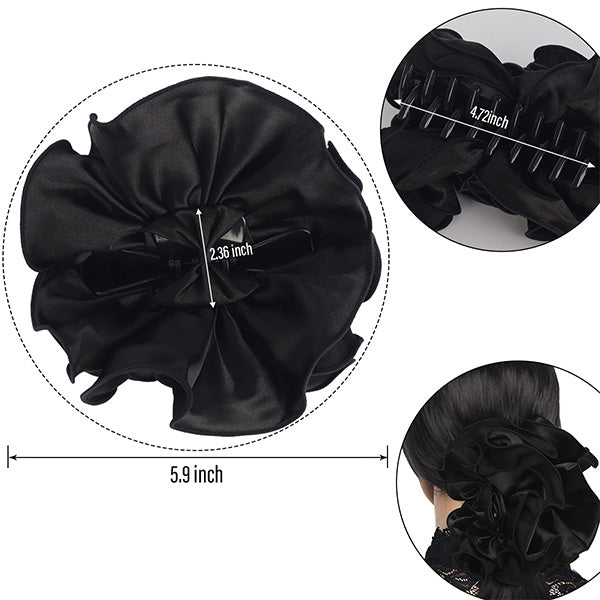 Ladies Satin Fabric Bow On Jaw Hair Clip F807