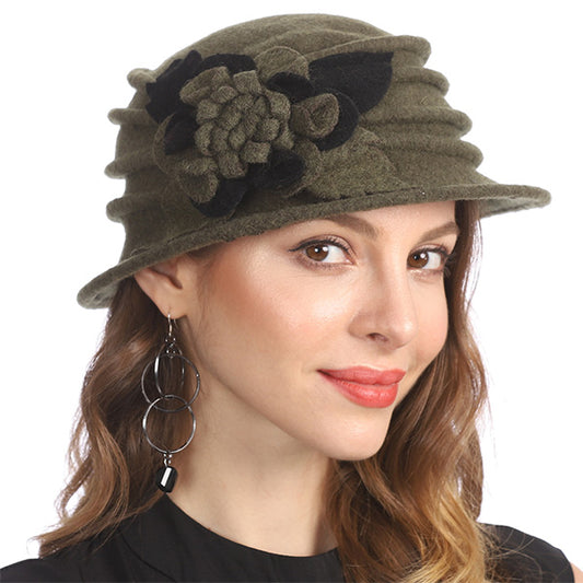 FORBUSITE Vintage Women Floral Wool Dress Cloche Winter Hat 1920s - forbusitehats