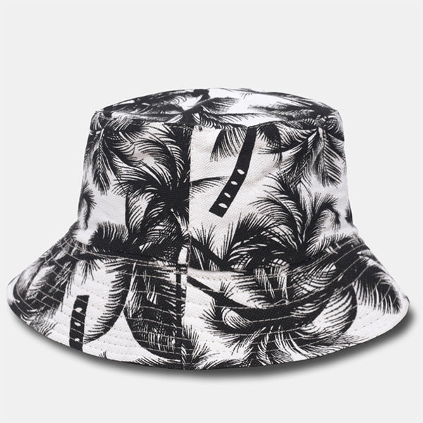 Funky Coco Tree Print Bucket Hat Reversible Packable Cap