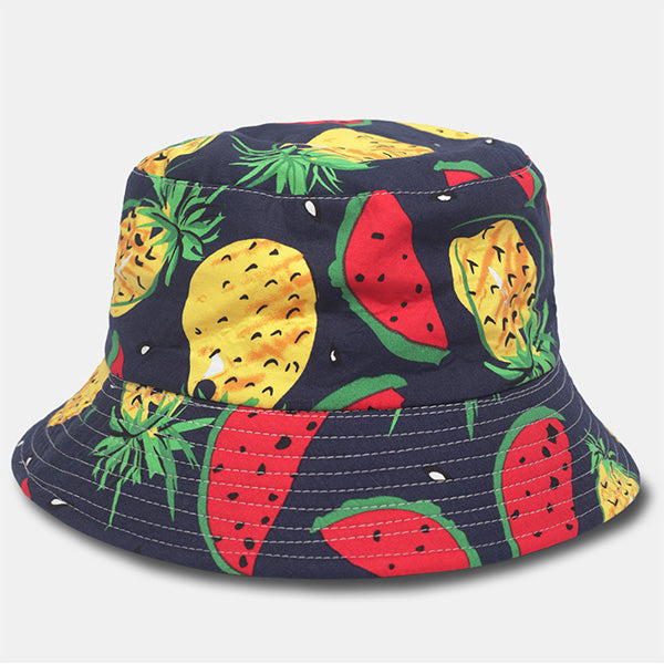 forbusite Fruit Watermelon Print Bucket Hats 