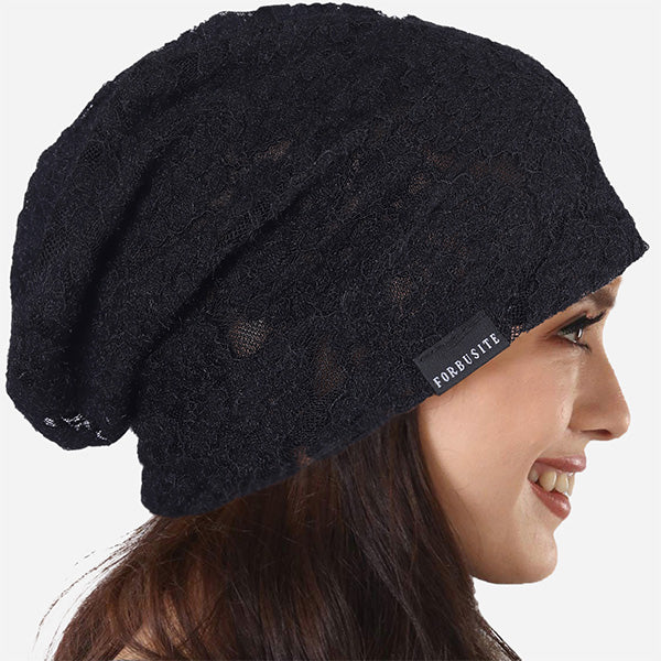 FORBUSITE Slouchy Beanie Hat for Women black