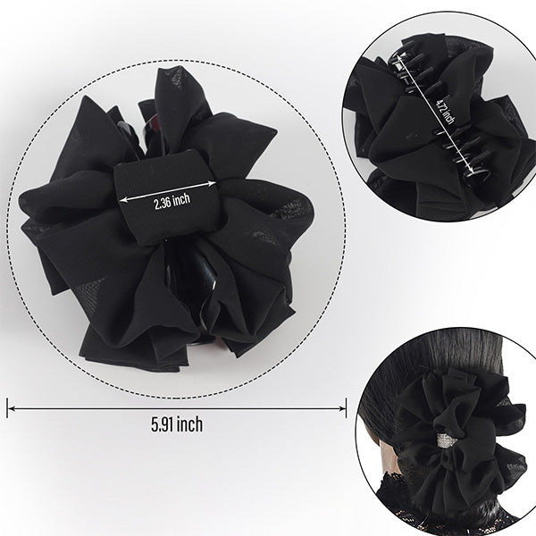 Wimdream large Jumbo Chiffon Ruffle Hair Clip black